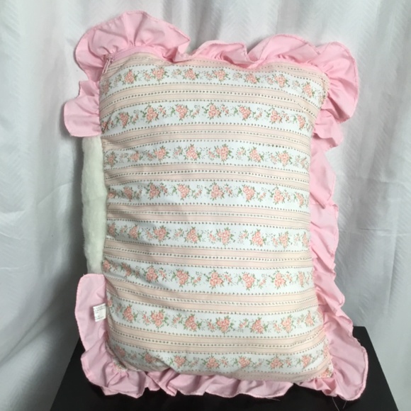 Vintage 1993 Bunny Rabbit Hugging Pillow White Pink Ruffle Small Child Crib Smal - Picture 5 of 9